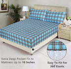RUVANTI Flannel Sheets Full Size - 100% Cotton Double Brushed Bed Sheets Set, Deep Pockets 16 Inches, All Seasons Breathable & Extra Soft Full Sheets, Warm & Cozy, 4 Piece, Teal Plaid