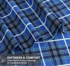 RUVANTI Flannel Sheets Queen Size - 100% Cotton Double Brushed Bed Sheets, Deep Pockets 16 Inches Queen Sheet Set, All Seasons Breathable & Extra Soft - Warm & Cozy, 4 Piece, Blue Plaid