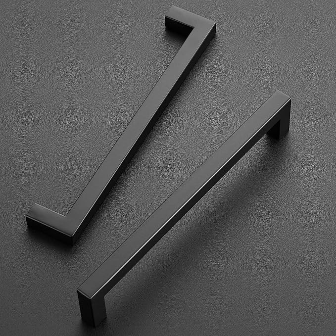 Ravinte 10 Pack 7-1/2 Inch Kitchen Square Cabinet Handles Matte Black Pulls Black Drawer Pulls Kitchen Cabinet Hardware for Cupboard Drawer Handles