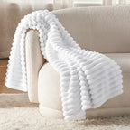 Bedsure GentleSoft White Fleece Blanket for Couch - Cozy Soft Blankets for Women, Cute Small Throws for Girls, 50x70 Inches