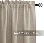 RYB HOME Natural Beige Linen Sheer Curtains 63 inches Long for Kitchen/Bedroom, Weave Textured/Rod Pocket, Light Filtering Sheer Curtains and Drapes, W 52 x L 63 inches, 2 Panels Set