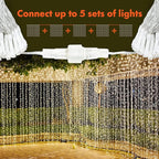 Twinkle Star 300 LED Window Fairy Curtain String Lights, 8 Modes Fairy Lights for Bedroom Wedding Party Home Garden Outdoor Indoor Wall Decorations, Warm White, 2 Pack