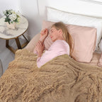 Tuddrom Decorative Extra Soft Faux Fur Blanket Twin Size,Solid Reversible Fuzzy Lightweight Long Hair Shaggy Blanket,Fluffy Plush Fleece Comfy Microfiber Throw Blanket for Couch Sofa Bed,Camel