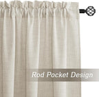 RYB HOME Living Room and Dining Room Curtains and Drapes Linen Sheer, Light Filtering Curtains 90 inches Long, Weave Textured/Rod Pocket, Cream Colored, W 52 x L 90 inches, 2 Panels Set