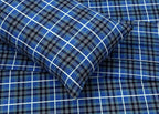 RUVANTI Flannel Sheets King Size - 100% Cotton Brushed King Size Sheets Set - Deep Pockets 16 Inches Bed Sheets - All Seasons Breathable & Extra Soft - Warm & Cozy, 4 Piece, Blue Plaid