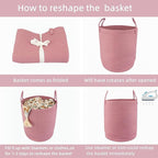 Cotton Rope Laundry Basket Hamper for Clothes Woven Storage Basket for Living Room Bedroom Boho Tall Rope Baskets for Blanket Toys Pillow Towels Baby Nursery Hamper Bin grape purple
