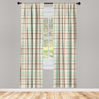 Ambesonne Plaid Curtains, Scottish Country Style Tartan with Abstract Design Diagonal Striped Lines, Window Treatments 2 Panel Set for Living Room Bedroom, Pair of - 28" x 95", Mint Green