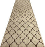 Custom Size Modern Runner Rug Carpet for Hallway Entryway Foyer Kitchen, Slip Resistant Latex Rubber Backed 31 inch Wide X Customized Length, Trellis Beige, 31 inch X 21 feet