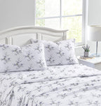 Laura Ashley - Flannel Sheets Queen Size, Anti-Pilling & Wrinkle Resistant Cotton, Touchably Soft for All-Season Comfort - Bed Sheets with Matching Pillowcases & Fitted Sheet (Jessika Lavender)