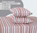 RUVANTI Flannel Sheets King Size - 100% Cotton Brushed King Size Sheets Set - Deep Pockets 16 Inches Bed Sheets - All Seasons Breathable & Extra Soft - Warm & Cozy, 4 Piece, Multi Chevron Stripe