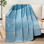 PAVILIA Blue Ombre Fleece Throw Blanket for Couch, Soft Flannel Blanket for Sofa Bed Room, Plush Lightweight Turquoise Light Blue Gradient Blanket, Cozy Microfiber Decorative Gift Throw, 50x60