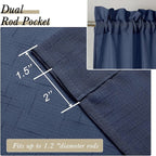 Aiyufeng Navy Blue Sheer Curtains/Valances 14 Inch Length for Kitchen, Small Short Casual Voile Valance Curtain Window Treatment Decor for Living Room Bathroom Cafe Laundry Basement, 60" W x 14" L