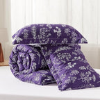 Bedsure Twin/Twin XL Comforter Set - Dark Purple Bed Set, 2 Pieces Cute Floral Bedding, 1 Soft Reversible Botanical Flowers Comforter and 1 Pillow Sham
