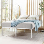 Best Price Mattress 16 Inch Metal Platform Bed Frame, Heavy Duty Steel Slats, White, Twin