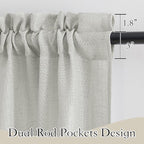 RYB HOME Floor to Ceiling Curtains 120 inches Long, Flax Linen Blend Semi Sheer Curtains Soft Airy Half Privavy Drapery for Sliding Door, Bay Window, Living Room, W 52 x L 120 inch, 2 Panels, Grey
