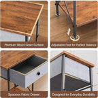 VECELO Nightstand with Drawer, Small Bedside Table with Storage and Adjustable Metal Legs, Wood End Table for Bedroom or Living Room, Perfect for Small Spaces and Modern Farmhouse Décor, Retro Brown