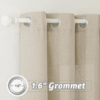 RYB HOME Sliding Door Curtains - Large Window Curtains for Living Room Dining Bedroom Decor, Linen Sheer Sunlight Glare Filter Privacy Backdrop, Beige, 100 inches Wide x 84 inches Long