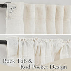 RYB HOME 108 inch Curtains - Flax Linen Blend Semi Sheer Light Glare Filtering Extra Long Drapes for Living Room Dining Doorway Farmhouse Office Sunroom, Linen, Wide 52" by Long 108", 2 Panels
