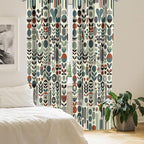 Ambesonne Leafy Art Window Curtains Pack of 2, Scandinavian Leaves Pattern with Geometric Roundy Modern Boho Print, Lightweight Set with Rod Pocket, 4 Panels of - 28" x 63", Pale Green Redwood Teal