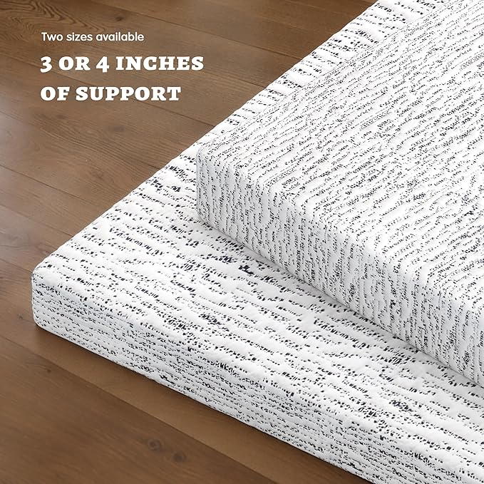 Subrtex Memory Foam Mattress Topper Queen, 4 Inch Mattress Topper for Pressure Relieving, Soft Breathable Bed Topper with Removable Washable Cover, CertiPUR-US Certified