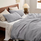 Bedsure Cotton Duvet Cover Queen - 100% Cotton Waffle Weave Grey Duvet Cover Queen Size, GentleSoft™ and Breathable Bedding Set for All Season, 3 Pieces, 90"x90"