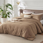 Bedsure King Size Comforter Set - Brown Soft Bedding for All Seasons, Cationic Dyed Bed Set, 3 Pieces, 1 King Size Comforter (104"x90") and 2 Pillow Shams (20"x36"+2")