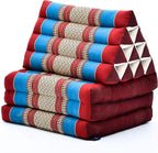 Leewadee - Comfortable Japanese Floor Mattress Used As Thai Floor Bed with Triangle Cushion, Futon Mattress Or Thai Massage Mat, 67 x 21 inches, Blue Red
