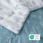 Bedsure King Comforter Set - Mineral Blue Bed Set, 3 Pieces Cute Floral Bedding, 1 Soft Reversible Botanical Flowers Comforter and 2 Pillow Shams
