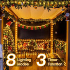 Ollny Christmas Lights Warm White, 600LED 197FT Christmas Tree Lights IP67 Waterproof, Plug in Fairy Lights with Remote 8 Modes Timer, Xmas Light for Outdoor Indoor House Holiday Decor