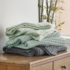 Bedsure Cooling Cotton Waffle Full Size Blanket - Lightweight Breathable Blanket of Rayon Derived from Bamboo for Hot Sleepers, Luxury Throws for Bed, Couch and Sofa, Dark Grey, 80x90 Inches
