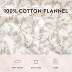 Laura Ashley - Flannel Sheets Full Size, Anti-Pilling & Wrinkle Resistant Cotton, Touchably Soft for All-Season Comfort - Bed Sheets with Matching Pillowcases & Fitted Sheet (Victoria Beige)