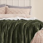 Bedsure GentleSoft Sherpa Fleece Blankets King Size for Bed - Thick and Warm Throw for Women and Men, Soft Fuzzy Plush King Blanket for Winter, Olive Green, 108x90 Inches