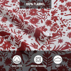 Eddie Bauer 3 Pc Flannel Sheets Twin Size - 100% Cotton Breathable & Soft Twin Sheets Set (1 Flat, 1 Flannel Fitted Sheet & 1 Pillowcase) - 12" Deep Pocket All Seasons Sheet Set (Arcadia Red)