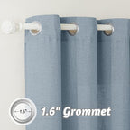 RYB HOME Flax Linen Curtains for Bedroom Bathroom Kids Room, Semi Sheer Light Filtering Privacy Assured Elegant Vertical Texture Modern Window Drapes, W 60 x L 95 inches, Dusty Blue, 1 Panel
