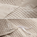 Bedsure Cotton Duvet Cover Set - 100% Cotton Waffle Weave Beige Duvet Cover Oversized King Size, GentleSoft™ and Breathable Bedding Set for All Season, 3 Pieces, 120"x98"