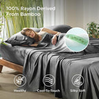 Bedsure King Size Sheets Set, Cooling Sheets for Hot Sleepers, Rayon Derived from Bamboo, Breathable & Soft, Deep Pocket Up to 16 Inches, Hotel Luxury Silky Bedding, Grey