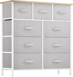 YITAHOME 9 Drawer Dresser, Light Gray Fabric Storage Tower, Tall Organizer Unit for Room, Living Room, Hallway, Closets - Sturdy Steel Frame, Wooden Top & Easy Pull Bins