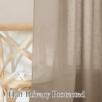 RYB HOME Flax Linen Blend Curtains for Dining Room Bedroom, Extra Long Rod Pocket Soft Textured Thick Linen Burlap Privacy Protection Light Filtering, W 70 x L 95 inches, Khaki, 2 Panels