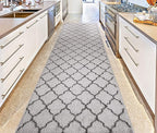 Custom Size Modern Runner Rug Carpet for Hallway Entryway Foyer Kitchen, Slip Resistant Latex Rubber Backed 31 inch Wide X Customized Length, Trellis Grey, 31 inch X 17 feet