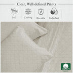 California Design Den Printed Twin XL Sheet Sets - 400 Thread Count, Natural 100% Cotton Sateen, Deep Pocket Extra Long Twin Sheets Set, Cooling and Durable Bedding Set - Taupish-Sage Crosshatch
