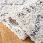 SAFAVIEH Arizona Shag Collection Area Rug - 9' x 12', Ivory & Grey, Moroccan Design, Non-Shedding & Easy Care, 1.6-inch Thick Ideal for High Traffic Areas in Living Room, Bedroom (ASG741F)