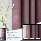 NICETOWN Faux Linen Greyish Purple Blackout Curtains 84 inches Long for Living Room - Privacy Panels for Bedroom, Modern Farmhouse Style Easy Care Grommet Top, 2 Panels, W52 by L84