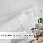 MYSKY HOME White Curtains for Bedroom 84 Inch Length Long Sheer Curtains for Living Room Nursery Curtains with White Patched Design Rod Pocket Privacy Window Drapes Dining Room 52" x 84" 2 Panels