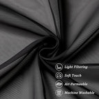 Chyhomenyc Black Sheer Curtain 72 Inches Length 2 Panels, Voile Top Dual Rod Pockets Light Filtering Airy Window Treatment Drapes for Living Room/Bedroom, Each 42Wx72L
