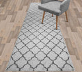Custom Size Modern Runner Rug Carpet for Hallway Entryway Foyer Kitchen, Slip Resistant Latex Rubber Backed 31 inch Wide X Customized Length, Trellis Grey, 31 inch X 17 feet