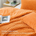 BEDELITE Fleece Queen Comforter Set -Super Soft & Warm Fluffy Burnt Orange Bedding, Luxury Fuzzy Heavy Bed Set for Winter with 2 Pillow Cases