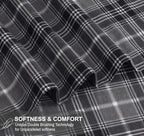 RUVANTI Flannel Sheets Queen Size - 100% Cotton Double Brushed Bed Sheets, Deep Pockets 16 Inches Queen Sheet Set, All Seasons Breathable & Extra Soft - Warm & Cozy, 4 Piece, Grey Plaid