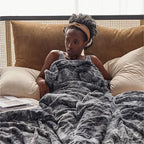 Bedsure GentleSoft Sherpa Fluffy Blanket King Size for Bed - Fleece Warm and Cozy for Women Gift, Plush & Fuzzy Faux Christmas Fur Blanket for Couch, Sofa Decor, Tie Dye Design, Grey, 108x90 Inches