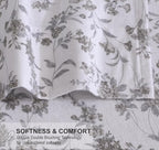 RUVANTI Flannel Sheets King Size - 100% Cotton Brushed King Size Sheets Set - Deep Pockets 16 Inches Bed Sheets - All Seasons Breathable & Extra Soft - Warm & Cozy, 4 Piece, Vintage Flora