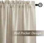 RYB HOME Natural Beige Linen Sheer Curtains 120 inches Long for Living Room and Dining Room, Weave Textured/Rod Pocket, Light Filtering Sheer Curtains and Drapes, W 52 x L 120 inches, 2 Panels Set